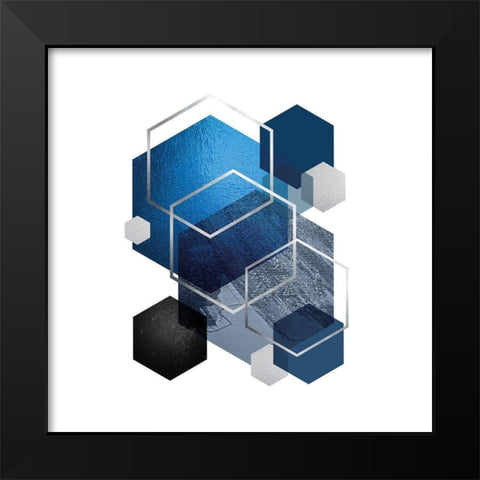 Geo Blue 2 Black Modern Wood Framed Art Print by Urban Epiphany