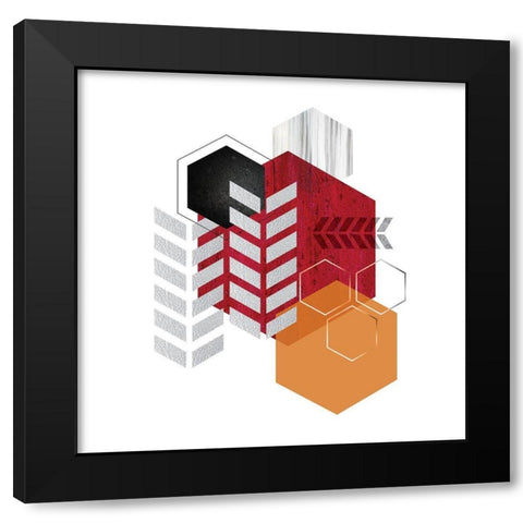 Hot Geo 4 Black Modern Wood Framed Art Print with Double Matting by Urban Epiphany