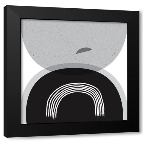 Black Grey Minimalist SQ Black Modern Wood Framed Art Print with Double Matting by Urban Epiphany