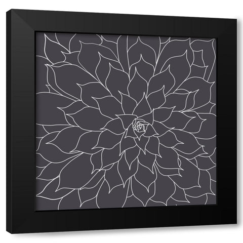 Black And Grey Succulents 1 Black Modern Wood Framed Art Print with Double Matting by Urban Epiphany