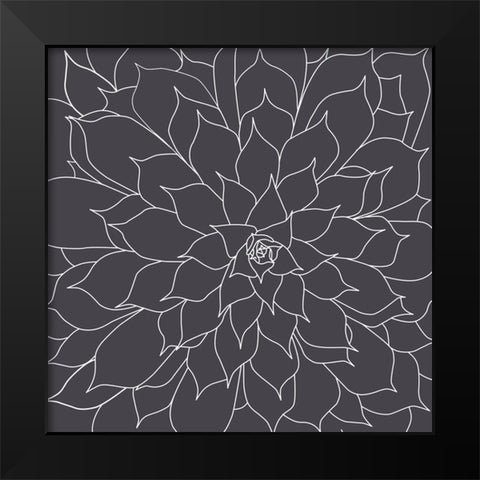 Black And Grey Succulents 1 Black Modern Wood Framed Art Print by Urban Epiphany