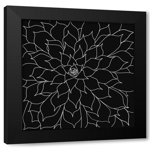 Black And Grey Succulents 2 Black Modern Wood Framed Art Print with Double Matting by Urban Epiphany