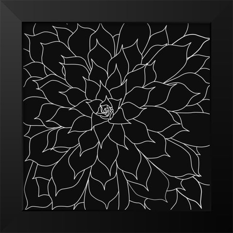 Black And Grey Succulents 2 Black Modern Wood Framed Art Print by Urban Epiphany