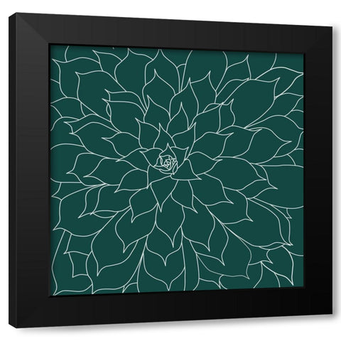 Succulent Emerald Black Modern Wood Framed Art Print with Double Matting by Urban Epiphany