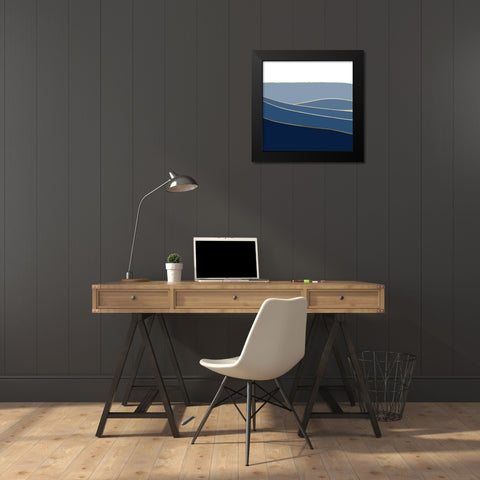 Navy Gold Landscape 1 V2 Black Modern Wood Framed Art Print by Urban Epiphany
