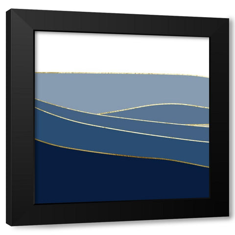 Navy Gold Landscape 1 V2 Black Modern Wood Framed Art Print by Urban Epiphany