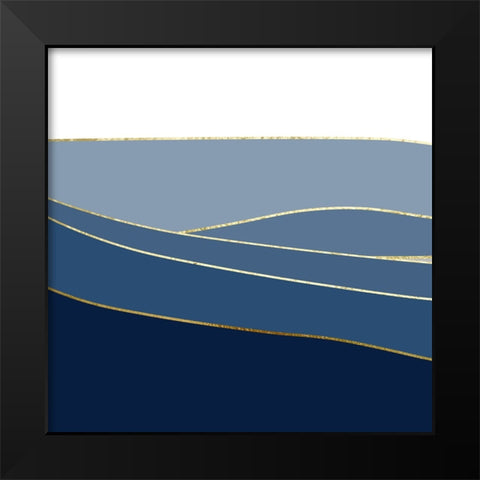 Navy Gold Landscape 1 V2 Black Modern Wood Framed Art Print by Urban Epiphany