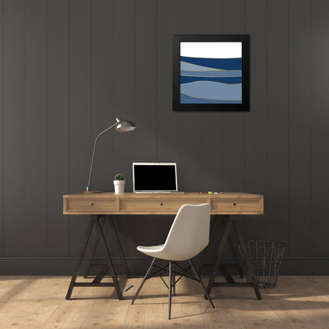 Navy Gold Landscape 3 V2 Black Modern Wood Framed Art Print by Urban Epiphany