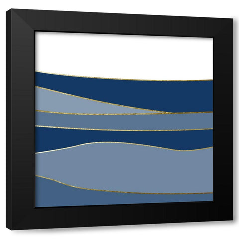 Navy Gold Landscape 3 V2 Black Modern Wood Framed Art Print with Double Matting by Urban Epiphany