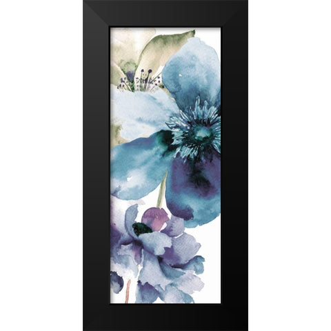 Icy Petals Black Modern Wood Framed Art Print by Brown, Victoria