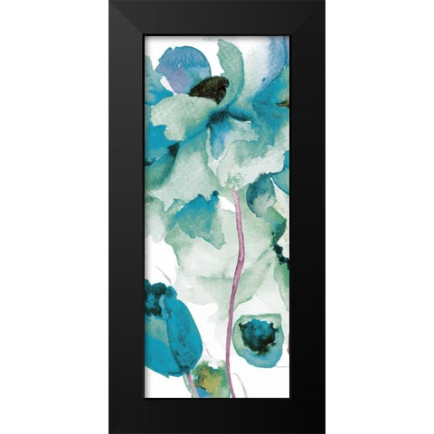 Indigo Petals 3 Black Modern Wood Framed Art Print by Brown, Victoria