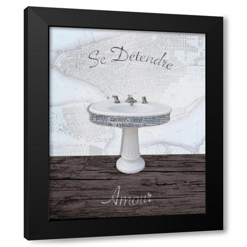 Mapped Bath Sink 1 Black Modern Wood Framed Art Print by Brown, Victoria