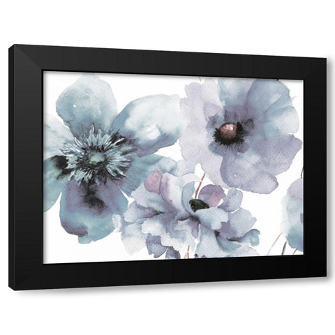 Flowering Blue Hues Black Modern Wood Framed Art Print by Brown, Victoria