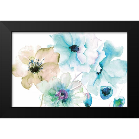 Flora Hues Black Modern Wood Framed Art Print by Brown, Victoria