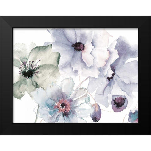 Flowering Blue Hues 2 Black Modern Wood Framed Art Print by Brown, Victoria