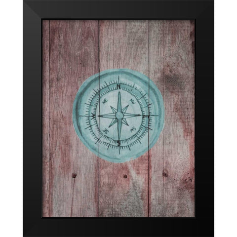 Teal Compass 2 Black Modern Wood Framed Art Print by Brown, Victoria