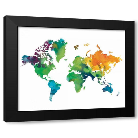 Watercolor Map Black Modern Wood Framed Art Print with Double Matting by Brown, Victoria