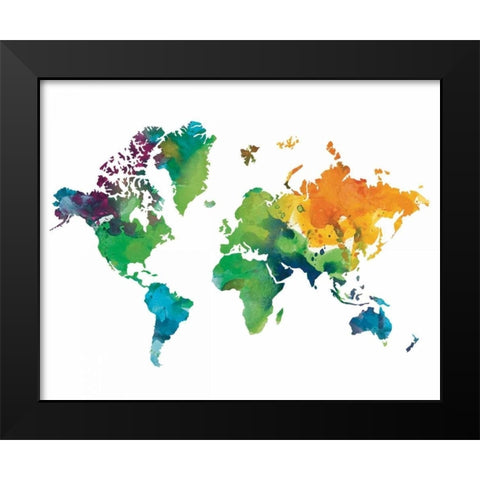 Watercolor Map Black Modern Wood Framed Art Print by Brown, Victoria