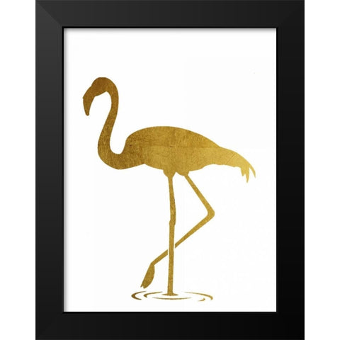 Golden Flamingo Black Modern Wood Framed Art Print by Brown,Victoria