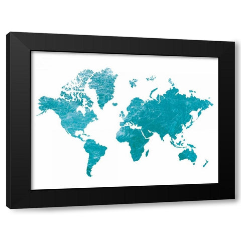 Blue Foil Map Black Modern Wood Framed Art Print with Double Matting by Brown,Victoria