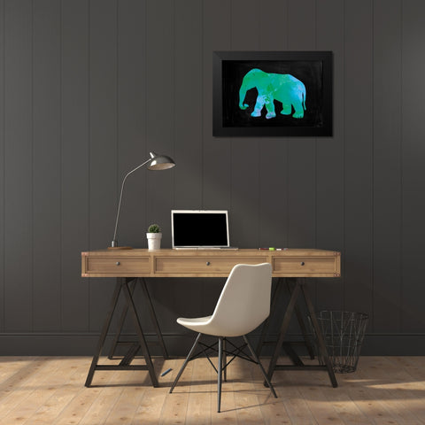 The Turquoise Elephant Black Modern Wood Framed Art Print by Brown,Victoria