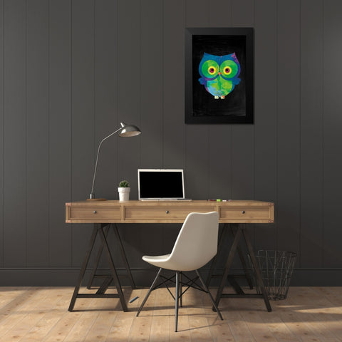Owl Black Modern Wood Framed Art Print by Brown,Victoria