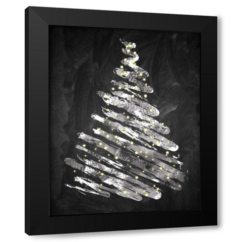 Chalkboard Tree 1 Black Modern Wood Framed Art Print by Brown,Victoria