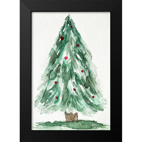 Christmas Tree Watercolor 1 Black Modern Wood Framed Art Print by Brown, Victoria