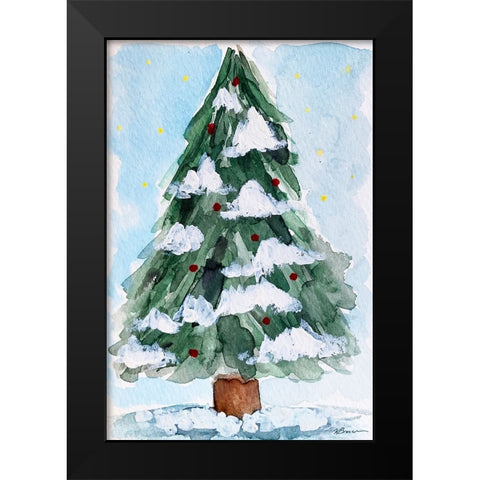 Christmas Tree Watercolor 2 Black Modern Wood Framed Art Print by Brown, Victoria