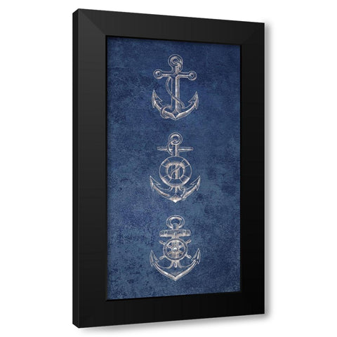 Anchor Coastal Blues 1 Black Modern Wood Framed Art Print by Brown, Victoria