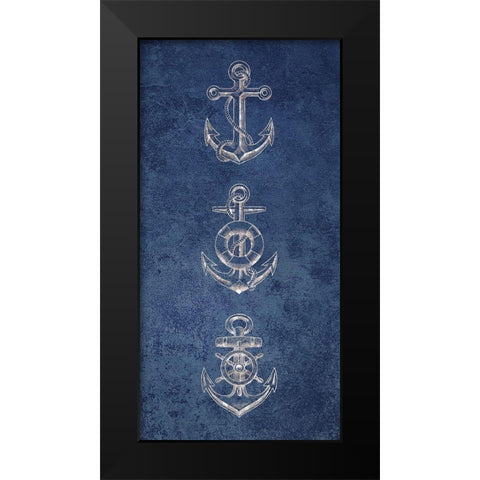 Anchor Coastal Blues 1 Black Modern Wood Framed Art Print by Brown, Victoria