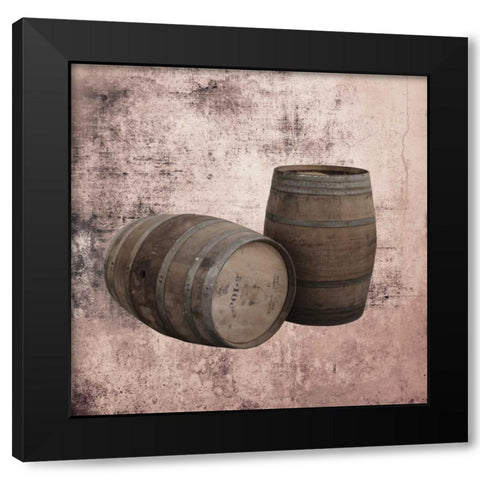 Wine Barrels 2 Black Modern Wood Framed Art Print with Double Matting by Brown, Victoria
