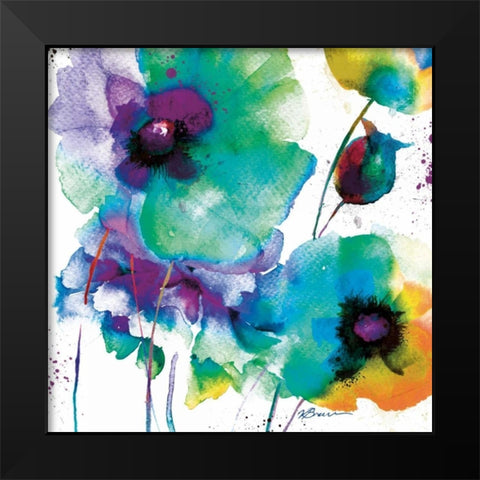 Color Flowers Black Modern Wood Framed Art Print by Brown, Victoria