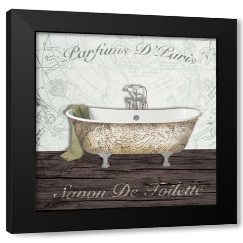 Mapped Bath Black Modern Wood Framed Art Print with Double Matting by Brown, Victoria