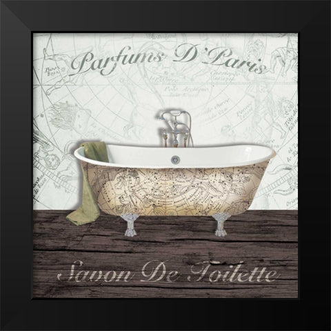 Mapped Bath Black Modern Wood Framed Art Print by Brown, Victoria