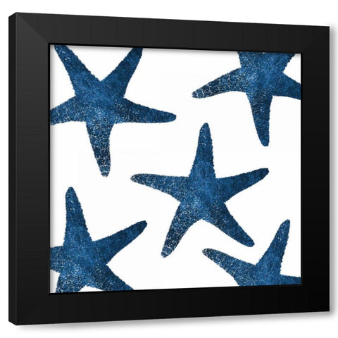 Navy Starfish Collage Black Modern Wood Framed Art Print with Double Matting by Brown, Victoria