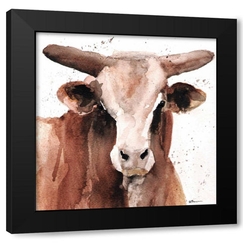 Splashed Bull Black Modern Wood Framed Art Print by Brown, Victoria