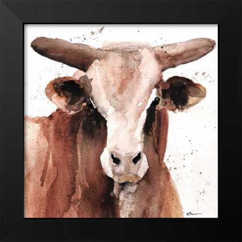 Splashed Bull Black Modern Wood Framed Art Print by Brown, Victoria