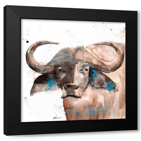Buffalo Black Modern Wood Framed Art Print by Brown,Victoria