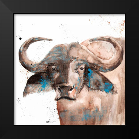Buffalo Black Modern Wood Framed Art Print by Brown,Victoria