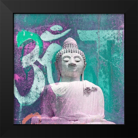 Om Big Buddah Black Modern Wood Framed Art Print by Brown, Victoria