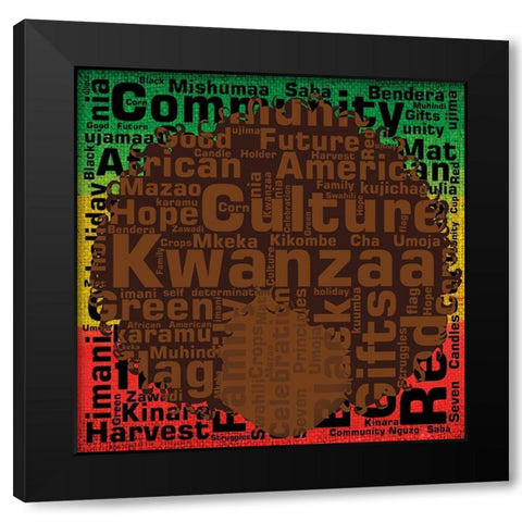 Kwanzaa Silhouette 1 Black Modern Wood Framed Art Print by Brown, Victoria