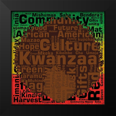 Kwanzaa Silhouette 1 Black Modern Wood Framed Art Print by Brown, Victoria