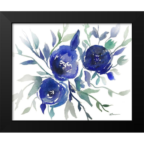 Blue Roses Black Modern Wood Framed Art Print by Brown, Victoria
