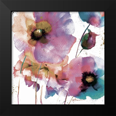 Pink Flowers 1 Black Modern Wood Framed Art Print by Brown,Victoria