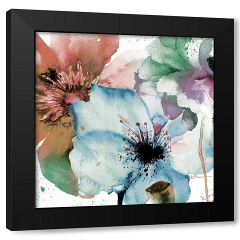 Pink Flowers 2 Black Modern Wood Framed Art Print by Brown,Victoria