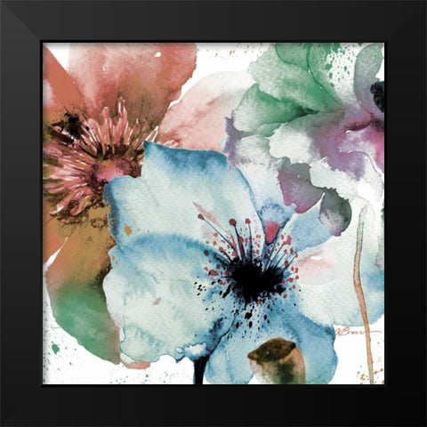 Pink Flowers 2 Black Modern Wood Framed Art Print by Brown,Victoria