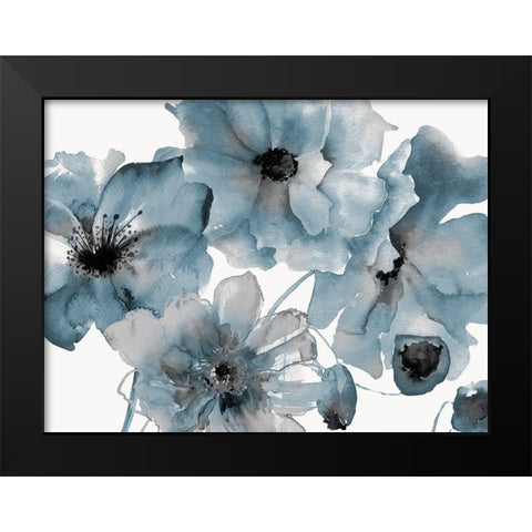 Blue Poppy Bouquet Black Modern Wood Framed Art Print by Brown, Victoria