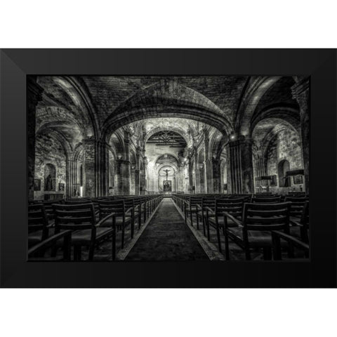 Cuba Church BandW Black Modern Wood Framed Art Print by Brown,Victoria