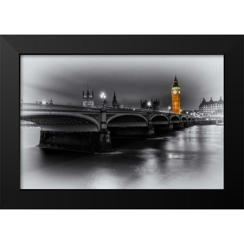 London Selective Bridge and Big Ben Black Modern Wood Framed Art Print by Brown,Victoria